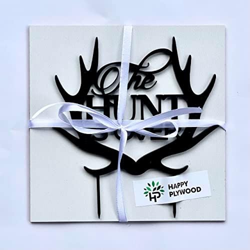 The Hunt is Over Cake Topper - Antler, Bride & Groom, Rustic Wedding Style Decor