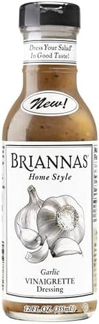 Briannas Dressing, Home Style Garlic Vinaigrette Dressing, 12 Ounce