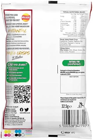 Walkers Ready Salted 32.5 g (Pack of 48)