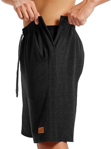 Men's Tear Away Shorts Hip/Knee Surgery Recovery Must Haves 8" Cotton Snap Pants Deep Pockets Adaptive for Elderly