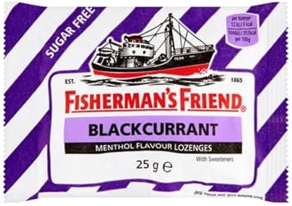 Fishermans Friend Blackcurrant Flavour Lozenges with Sweeteners 25g-PACK-OF-12 by Fishermans
