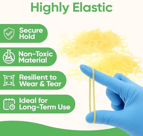 Orthodontic Rubber Bands for Braces 3/16 Medium Force 3.5 oz - 100 Pack, Natural, Elastic Braces Rubber Bands, Orthodontic Elastics for Fixing Tooth Gaps, Dreadlocks, Includes Free Elastic Placer