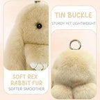HUBAI Fuzzy Bunny Keychain with Tin Box, Cute Soft Easter Gift Plush Keychain for Backpack, Bag Charm Gift Key Chain