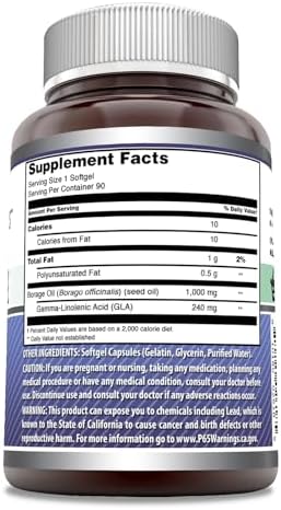 Amazing Formulas Borage Oil Supplement | 2000 Mg Per Serving | Softgels | Non-GMO | Gluten-Free | Made in USA (1 Pack, 90 Count)