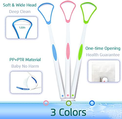 4PCS Tongue Scraper, Stainless Steel Tongue Cleaners, 100% BPA Free Fresher Tongue Tools, Healthy Oral Hygiene Brushes, Medical Grade Reusable Stainless Steel, Eliminate Bad Breath