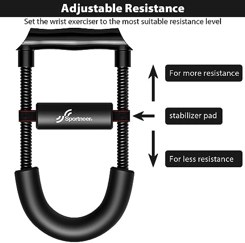 Sportneer Forearm Strengthener Forearm Wrist Strengthener Exerciser with Adjustable Tension for Improving Strength - Hand Developer Arm Grip Workout Strength Trainer Home Gym Workout Equipment for Starter and Pro