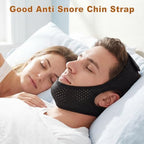 Sleep Apnea Devices - Chin Strap for Sleeping, Airflow Jaw Strap, Effective Anti Snoring Solution for Men and Women, Anti Snore Devices Breathable and Reusable (Black & 54CM & 1PCS）