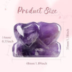 ZHIYUXI 1.8" Amethyst Crystals Double Heart Stone Healing Crystal Heart Shaped Rock for Desk Decor Healing Crystals Polished Reiki Gmestone Gifts for Women