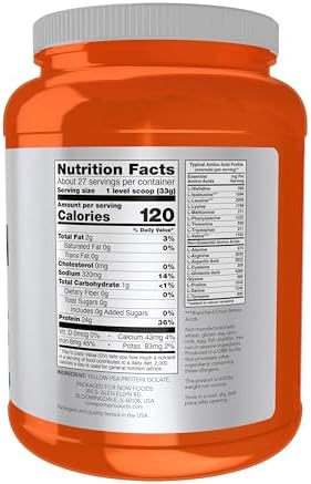 NOW Foods Sports Nutrition, Pea Protein 24 g, Fast Absorbing, Unflavored Powder, 2-Pound