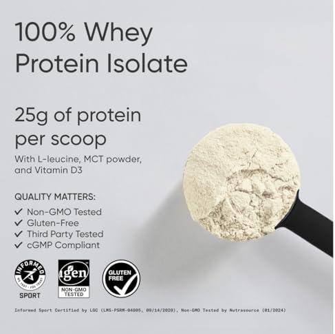 Sports Research Whey Protein Isolate - Sports Nutrition Protein Powder 25g per Serving - 5lb Bag Whey Protein - Vanilla Flavor - Bulk Protein Powder, 56 Servings