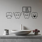 Vinyl Wall Decal Cartoon Children's Dentistry Teeth Quote Care Your Teeth Dental Clinic Stickers Murals Art Decor YT6773 (Black)