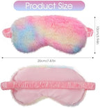 2 Pcs Plush Eye Mask Soft Sleeping Blindfold Eye Cover Comfortable Furry Faux Fur Sleeping Mask Satin Nap Night Eyeshade Cover for Women Men Gift (Light Rainbow, Dark Rainbow)