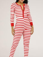 Springcmy Women Christmas Deep V-Neck Jumpsuit Long Sleeve One Piece Bodycon Romper Pajamas Sleepwear Bodysuit Loungewear