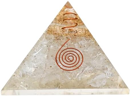 Orgone Pyramid with Clear Quartz Crystal and Healing Coil Quartz Point - Natural Healing Stones Orgonite Energy Generator for Yoga Meditation