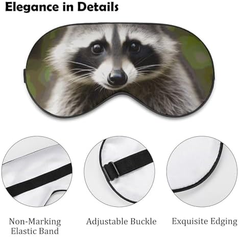 Sleep Mask for Men Women Cute Raccoon Eye Mask for Sleeping Comfortable Blindfold Eye Cover with Adjustable Strap for Travel Yoga Nap Shift Work