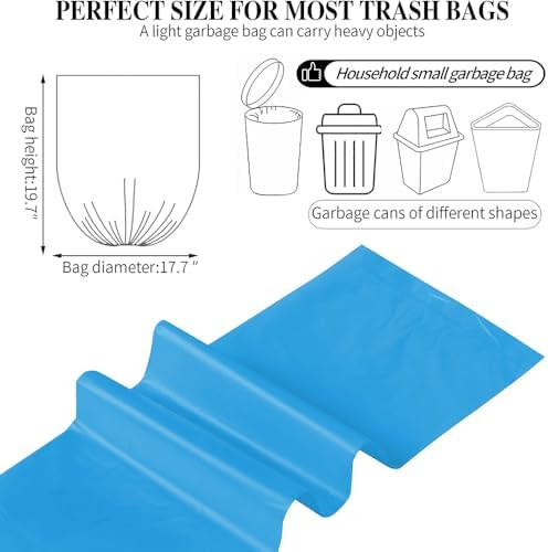 3 Rolls Small Trash Bags - 60 Counts Durable 4 Gallon Small Garbage Bags for home office kitchen Bathroom Bedroom Trash Can liners（Blue）