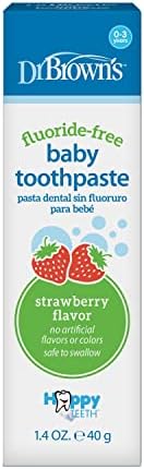Dr. Brown’s Fluoride-Free Baby Toothpaste, Infant & Toddler Oral Care, Strawberry, 1-Pack, 1.4oz/40g, 0-3 Years
