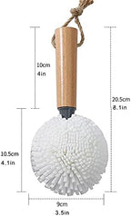 Goblet Wineglass Brush, Bamboo Handles, Eva Sponge Brush, Foam Bristle, Non Scratch, White