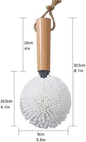 Goblet Wineglass Brush, Bamboo Handles, Eva Sponge Brush, Foam Bristle, Non Scratch, White