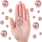 Pearl Beads for Vase Filler 160 Pieces No Hole Makeup Pearls Beads for Brushes Holder for Home Wedding Christmas Decor, 10/14/20mm(Rose Gold)