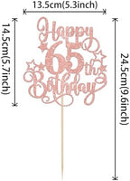 1 PCS Happy 65th Birthday Cake Topper Glitter Cheers to 65 Years Birthday Cake Pick Hello 65 Fabulous Cake Decoration for Happy 65th Birthday Anniversary Party Decorations Supplies Rose Gold