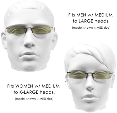 proSPORT 2 Pairs Reading Sunglasses Tinted Sun Readers Rimless Men Women Light