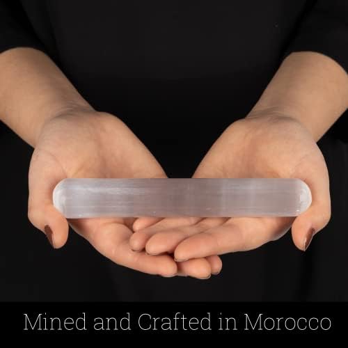 WISH WELL Selenite Crystal Wand – 6” Selenite Wand– Mined and Crafted in Morocco – Ideal for Cleansing and Recharging Healing Stones, Meditation, Reiki, Protection and Home Decor