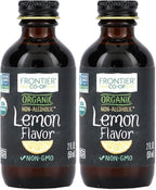 Frontier Co-op Organic Lemon Flavor, 2 Ounce Glass Jar, Tart Citrus Flavor for Desserts, Smoothies, Tea, and More (Pack of 2)