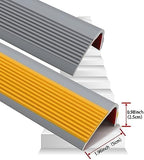 Trimold Vinyl Anti-Slip Stair Nosing, Self Adhesive Non-Slip Staircase Step, Flexible Rubber Treads Edge Protector Molding Trim for Outdoor & Indoor Uses (16.4ft, Gray)