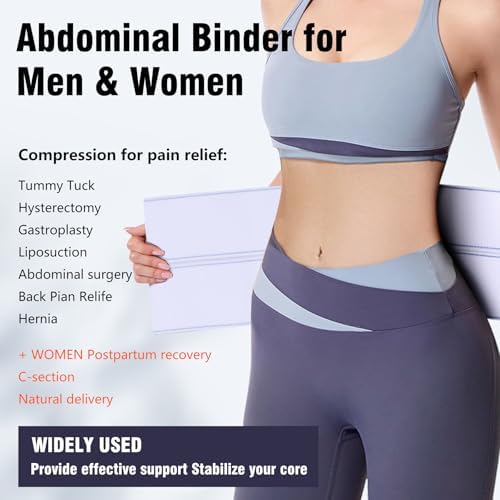 Cozyhealth Elastic Universal Post Surgery Abdominal Binder Lower Waist Support Belt, Wide Belly Girdle Postpartum Stomach Surgical Compression Belly Band for Men and Women (2 Panel - 6", Small)
