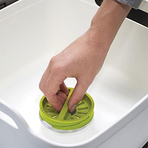 Joseph Joseph Wash & Drain Kitchen Dish Tub Wash Basin with Handles and Draining Plug, 9 liters/2.3 Gallons, White/Green