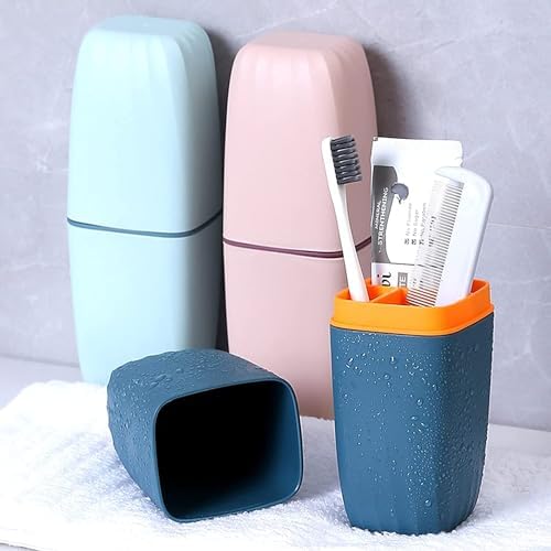 Toothbrush Cup Toothbrush Holder with Cover Travel Boothbrush Holder Portable Toothbrush Case and Carrier for Bathroom School Business Trip Pink