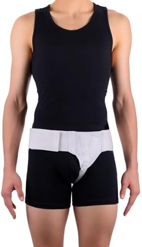 FlexaMed Left Side Inguinal Groin Hernia Truss with Compression Pad White - X-Large