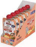 Holle Organic Baby Food Pouches - Carrot Cat Baby Puree with Carrot, Mango, Banana & Pear - (6 Pack) Organic Baby Snacks + Fruit and Veggie Pouches for Weaning Babies 6 Months and Older