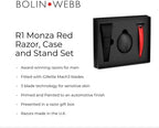 Bolin Webb Handle in Monza Red with Razor Stand and Waterproof Travel Case. Fitted with Gillette Mach3 Blade Cartridge Technology. Award Winning Razors for Men - Made in England. (Red)