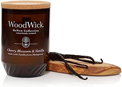 WoodWick Cherry Blossom & Vanilla Gifts for Women and Men, 13 oz. WoodWick Renew Large Candle with Crackling Wick