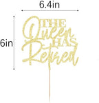 The Queen Has Retired Cake Topper, Happy Retirement Party Cake Decor,Retired Cake Decorations for Women, Theme Party Decoration Supplies black Glitter (gold)