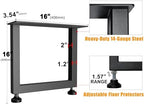 Heavy-Duty Metal Table Legs, 16x16 inches, Modern Industrial Style Steel Square Frame, Suitable for Coffee Tables, Side Tables, etc., Load-Bearing Capacity of 800 pounds, 2-piece Set (Black)