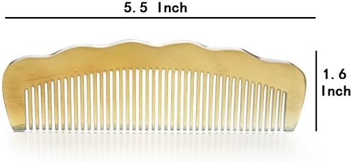 Premium Quality 100% Handmade Anti Static Natural Sheep Horn Comb - Professional Detangling Massage Comb (Wavy)