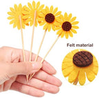 60 Pieces Sunflower Cupcake Toppers Yellow Flower Cake Picks Sunflower Toothpicks Summer Food Picks for Wedding Party Supplies Birthday Cake Decorations