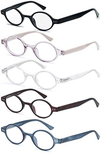 HEEYYOK 2.75 Round Reading Glasses For Women Men 5-Pack,Spring Hinge,Retro Mini Comfort Circle Mens Readers for small face women