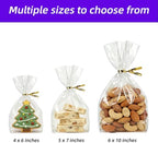 kovauro Cellophane Treat Bags 4x6 Inches 100 Pcs, Heavy Duty Crystal Clear Cookie Bags with Gold Twist Ties, Premium OPP Plastic Goodie Bags for Candy Bakery Cake Pops Party Favors