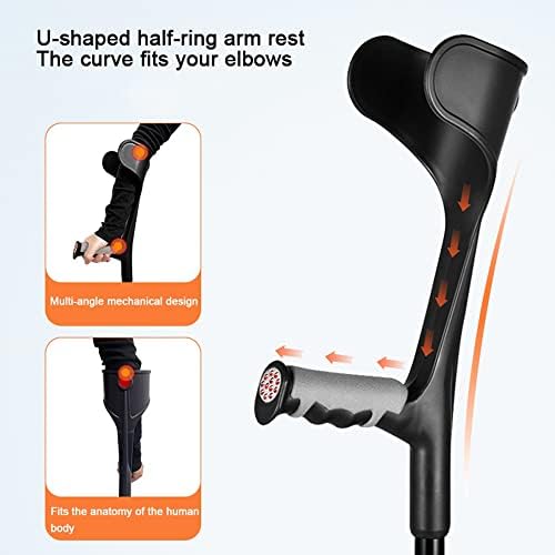 KADEUX Folding Forearm Crutches by Adult, Portable Arm Crutches, Aluminum Walker, Travel Crutches Men & Women Foldable Elbow Crutches (Color : Black)