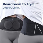 Ultra Thin Back Brace for Women Men, Seamless Yoga Fabric for All Day Comfort, Slim-Fit, Wear under Clothes, Removable Lumbar Pad for Lower Back Pain, Sciatica, Posture, Lifting, Black, Size M
