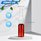 Healifty 15ml Empty Nasal Spray Bottle, Plastic Refillable Fine Mist Empty Spray Bottles Amber Sprayers 10pcs (Brown Pet+ 18R Direct Injection)