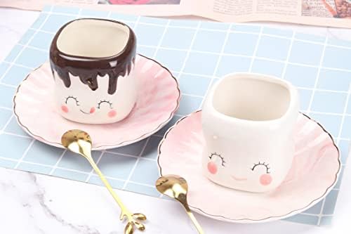 Marshmallow Mugs Set of 4 Cute Marshmallow Cups for Kids Hot Chocolate Cocoa Mugs Gifts for Kids Women Christmas Mother's Day Cute Mug 6OZ