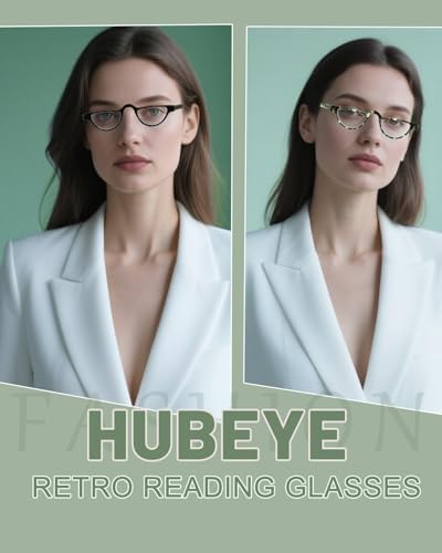 Hubeye 3 Pairs Plastic Retro Half Moon Frame Reading Glasses Lightweight Spring Hinge Women and Men Reader Black+Red+Green +1.5