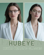 Hubeye 3 Pairs Plastic Retro Half Moon Frame Reading Glasses Lightweight Spring Hinge Women and Men Reader Black+Red+Green +1.5