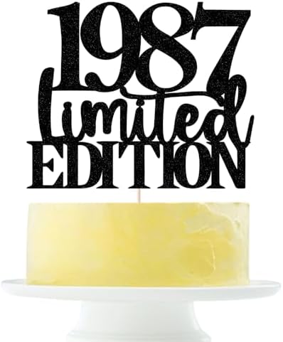 Limited EDITION 1987 cake topper 39th birthday happy birthday cake topper men and women cheer 39 years old handmade black glitter cake decoration (1987)
