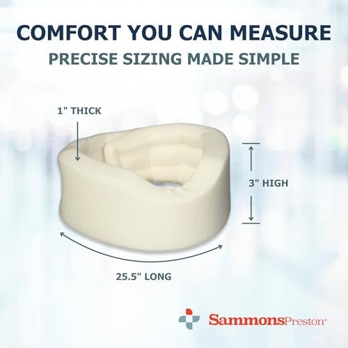 Sammons Preston Universal Cervical Neck Brace, Soft Foam Collar with Adjustable Closure, 3” High Contour Support for Neck Pain, Injury Recovery & Spine Alignment, Cream Color
